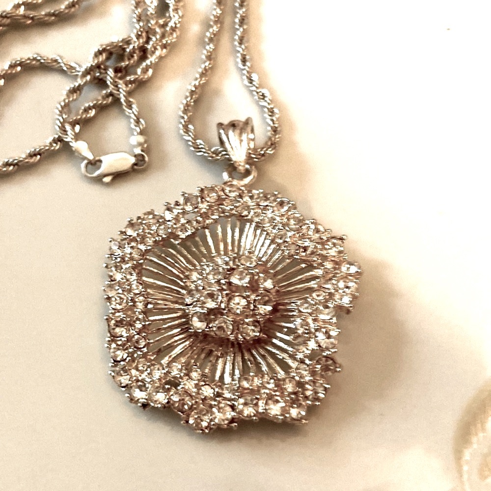 Vintage Carolyn Pollock Relios crystal 925  necklace 48.5 gram! EUC